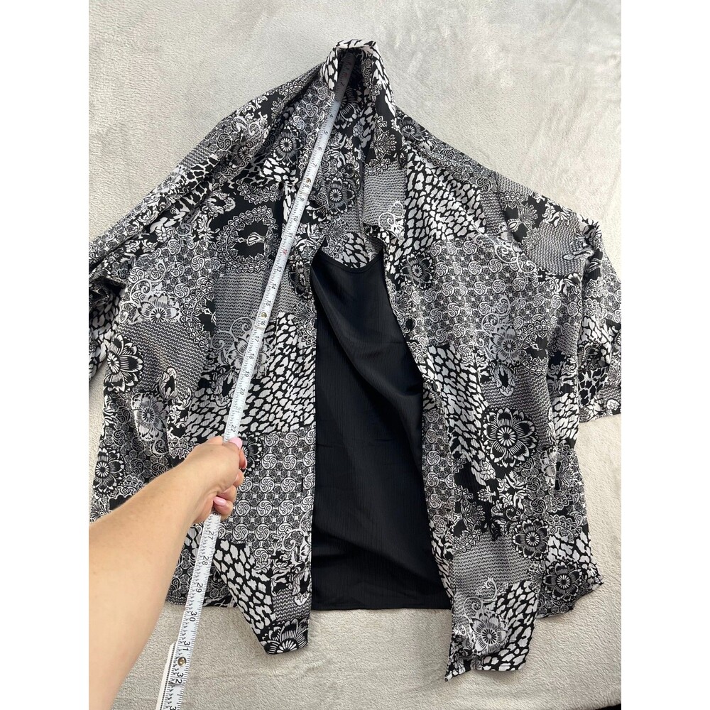 George Simonton 4X Twin Set Black White Knit Cardigan & Tank 2pc Jacket Set